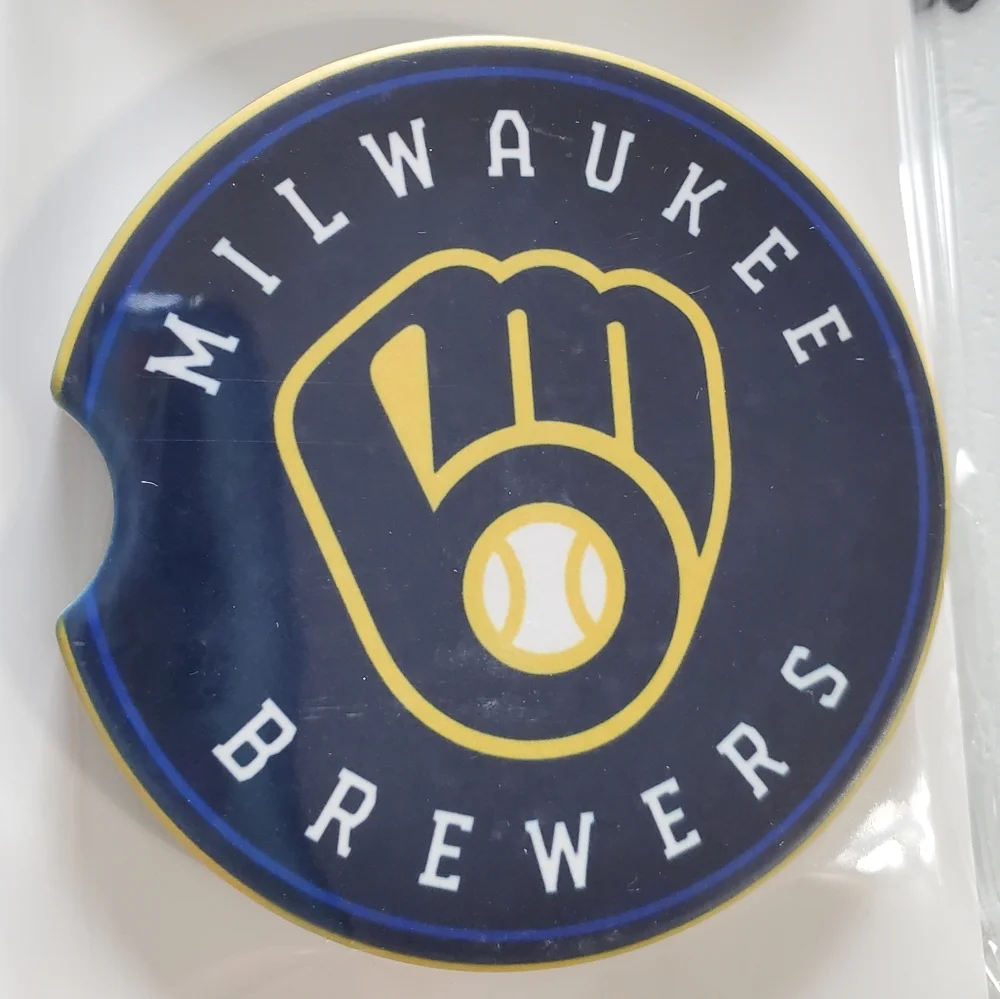 Milwaukee Brewers Set Of 2 Ceramic Car Coasters